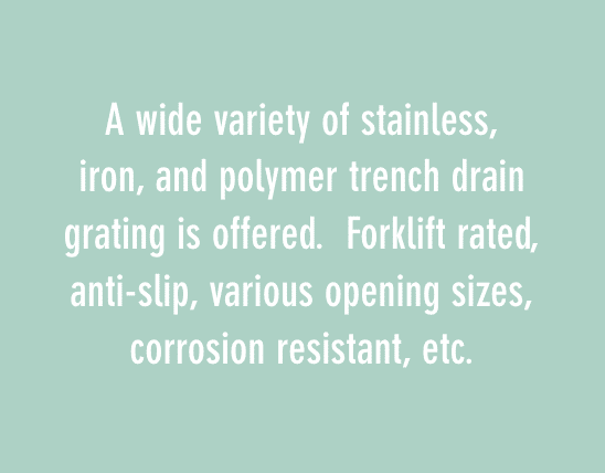 提供多种不锈钢、铁和聚合物沟槽排水格栅。叉车额定，防滑，各种开口尺寸，耐腐蚀等。亚博网站有保障的