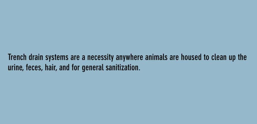 亚博网站有保障的在动物居住的任何地方，沟渠排水系统都是必要的，以清理尿液、粪便、毛发，并进行一般卫生处理